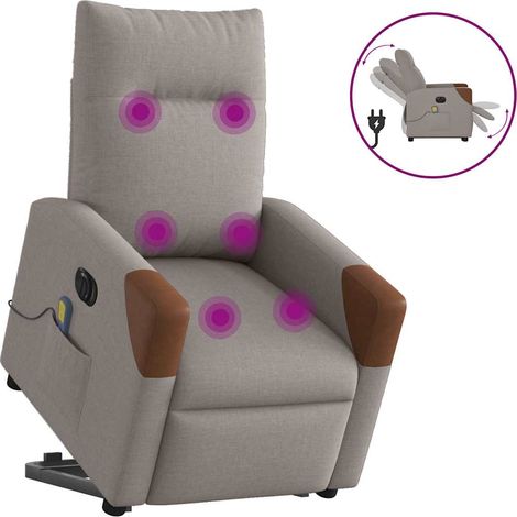 Elektrischer Massagesessel mit Aufstehhilfe Taupe Stoff