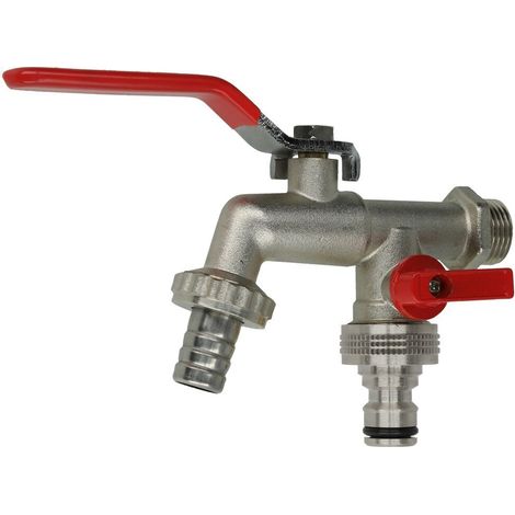 Robinet de service double 1/2’’ FM avec 2 embouts 3/4’’