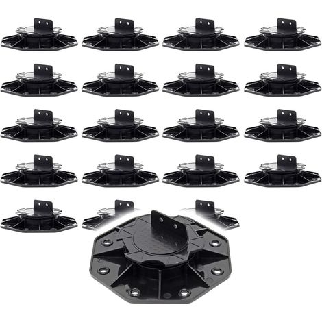 XPOtool Lot de 20x Plots de terrasse – Charge 2700 kg – Hauteur réglable 18-25 mm – en PP – Pieds de support pour Lames Dalles Lambourdes