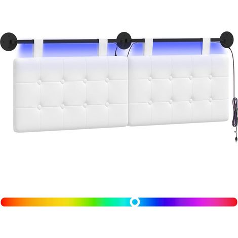 Cabecero colgante Con luz LED Blanco Tela vidaXL (1/5)