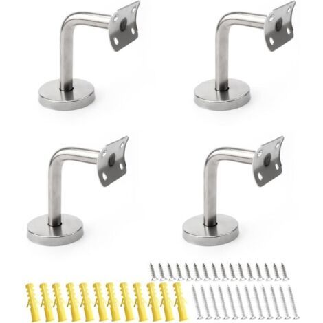Lot de 4 supports de balustrade en acier inoxydable V4A, supports bombés pour rampe d'escalier et balcon, support inoxydable avec disques (diamètre 50 mm), capacité de charge jusqu'à 100 kg