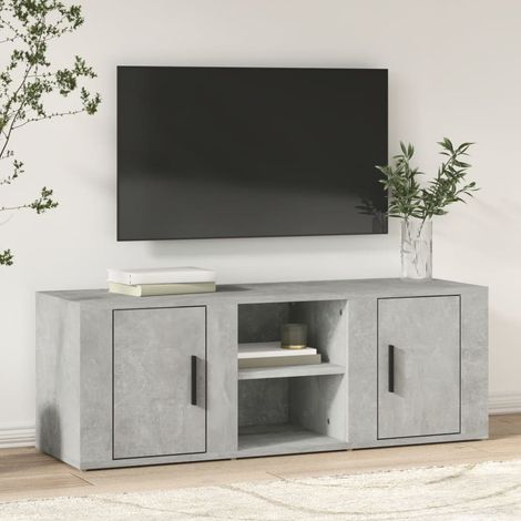 Meuble TV, Banc TV, Support pour Téléviseur, Meuble de Salon Gris béton 100x31,5x35 cm Bois d'ingénierie YHJ12028 (1/5)