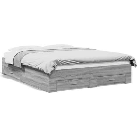 Maison Exclusive - Bettgestell mit Schubladen Grau Sonoma 150x200 (1/5)