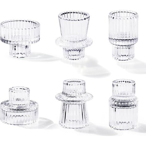 Set 6 photophores transparents bougies chauffe-plat mariage anniversaire Noël