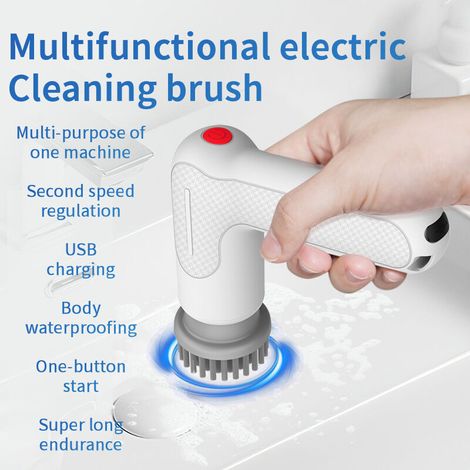 Limpiador multifuncional para el hogar, la cocina, la vajilla y el baño herramienta de limpieza portátil e inalámbrica con cepillo de limpieza. (1/5)