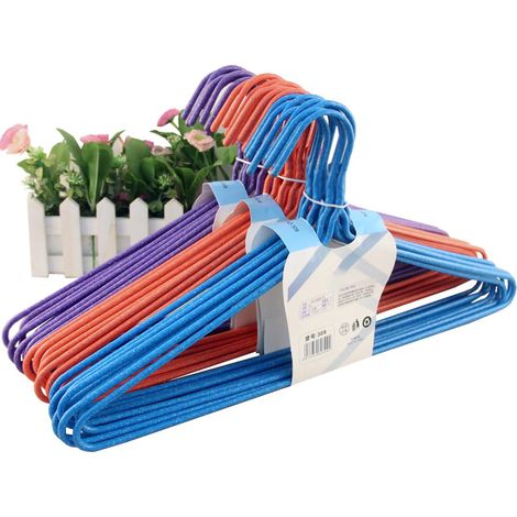 Cintre En Fer Et Plastique - Design Mince Anti-Glisse - Pour Armoire Et Dressing - Lot De 10
