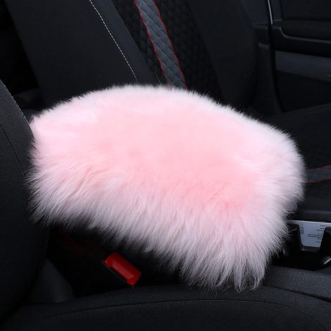 Coussin d'accoudoir central en fourrure douce pour voiture, housse de console de siège rose clair, protège-boîte de repose-bras, garniture intérieure auto, taille universelle, kit de protection élégan (1/5)