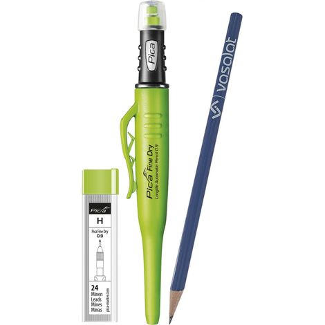Pica Marker Set - Pica Fine Dry 0.9 Druckbleistift mit 24 Ersatzminen graphit Härte H (1/5)
