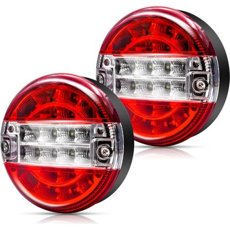 Feux Arrière de Remorque à LED, Rond Hamburger Feux Remorque LED Feu Stop de Frein Lampe Indicateur de Clignotant pour Camion Caravane Remorque, 2PCS (1/5)