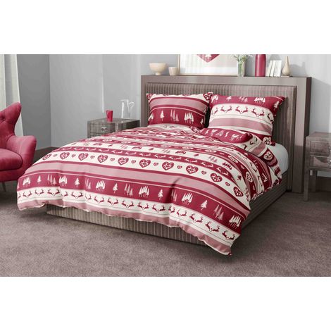 HOUSSE DE COUETTE CERF Bordeaux TIROLESE en microfibre douce Made in Italy Cm. 200X200 (1/3)