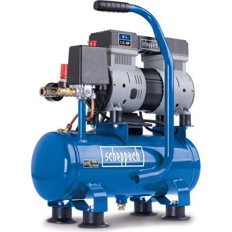 [JAMAIS UTILISÉ] Scheppach Compresseur d’air ultra silent HC08Si – Cuve 6 L – Pression max 8 bars – Moteur 1100 W – 230 V – Débit d’aspiration 162 L/min – Sans huile