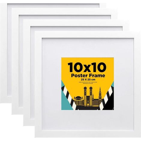 Bilderrahmen 25x25cm, 4er-Set, Holzoptik, mit Acrylglas, für Wand & Tisch (1/4)