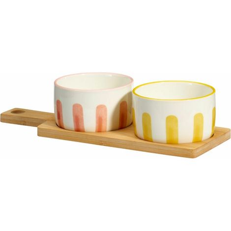 Sunny Stripes 3-teiliges Bambus-Serviertablett-Set (1/3)