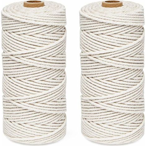 [NUNCA USADO]Kit de cordón para macramé de 3 mm x 200 m, hilo de algodón beige, cordón de macramé 100 % algodón, cordón de algodón natural para tejer, decoración de plantas colgantes, envoltorio de re (1/4)