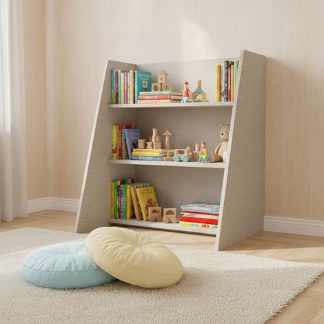 Scaffale Montessori in legno - Ordine e autonomia per bambini - Effetto tessuto