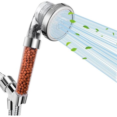 Pommeau de douche avec filtre à eau dure, pommeau de douche haute pression, ensemble de pommeau de douche adoucisseur d'eau avec billes minérales (1/5)