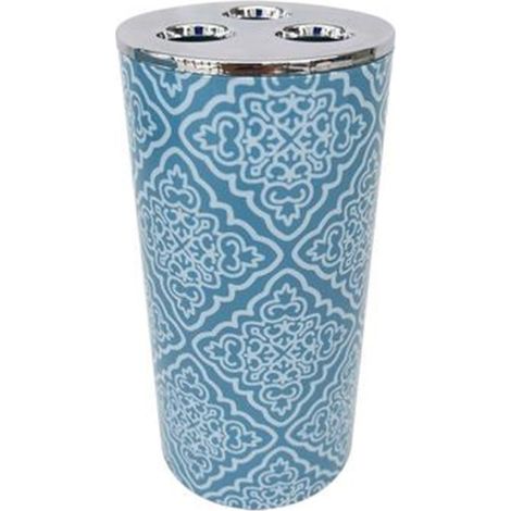 Trade Shop - BICCHIERE PORTA SPAZZOLINO 3 FORI ACCESSOREN BAGNO CELESTE MIT MAIOLICHE 87027 - (1/2)