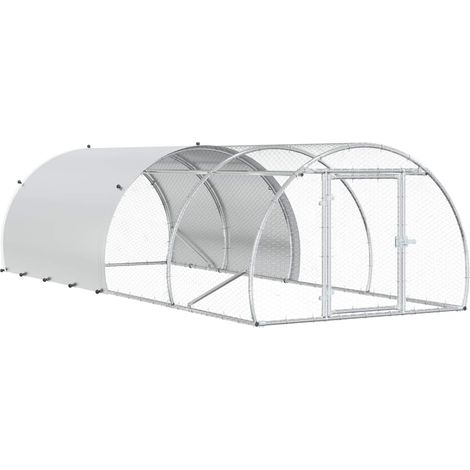 Chicken Coop Silver 400 x 150 x 100 cm Galvanised Steel vidaXL