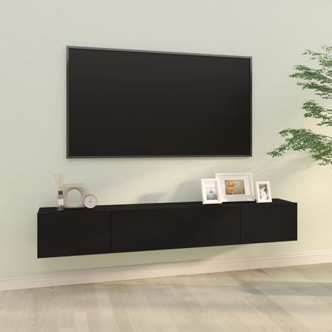 Muebles TV pared 2 uds madera contrachapada negro 100x30x30 cm vidaXL (1/5)