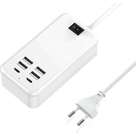 HOXILEELEO - Chargeur USB-C à 6 ports, 2 ports USB-C + 4 ports USB-A, multi-U (1/5)