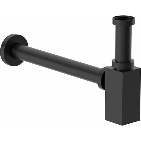 Square Bottle Trap Waste for Wash Basin Sink Bathroom Black 1 1/4" Modern (1/3)