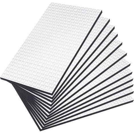 12 Pièces Tapis D'Isolation Acoustique, Isolation Phonique Tapis, Lnsonorisant pour Autocollant Isolation Voiture, 250 x 180 x 5 mm Tapi Insonorisant pour Étanche Ignifuge