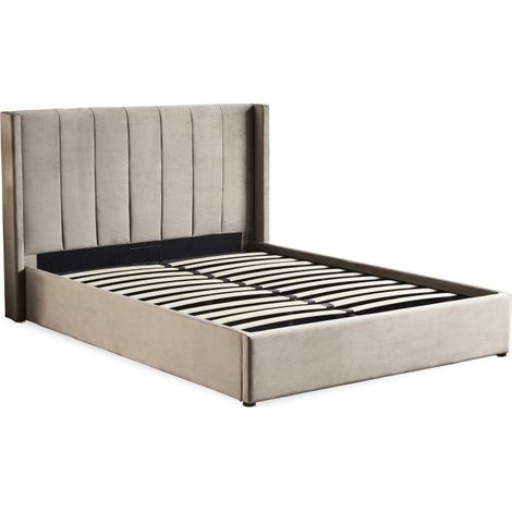 Lit Adulte Sommier Relevable "Fady" 140x190cm Taupe (1/5)