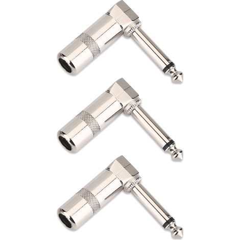 3 Pièces Connecteur Audio 6.3mm (1/4") Jack Mâle Droit Angle pour Microphone Câble (1/5)