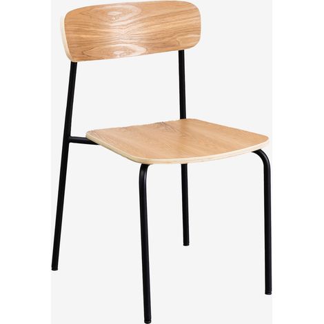 Pack de 2 sillas de comedor apilables en hierro y madera Wilpier SKLUM              (1/5)