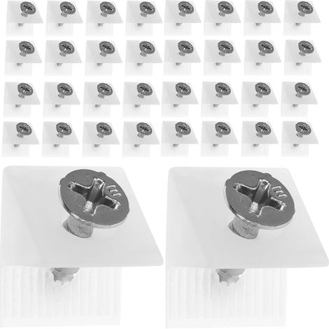 50 Cales de Tiroir en Abs et Fer Vis Incluses pour Réparation et Renfort Fond de Tiroir Affaissé Support Angle 45° Blanc et Commodes (1/5)