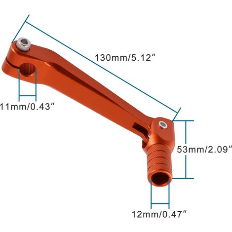 Motorcycle gear shift lever compatible with Bosuer Apollo air-cooled/water-cooled 250cc Huayang T2 orange model. (1/4)
