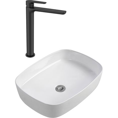 PixL 50x37,5x13,5 cm lavabo da appoggio + SAT Mood miscelatore lavabo XL + piletta Ceramia PixL (CEPX4937SAT285C) (1/5)