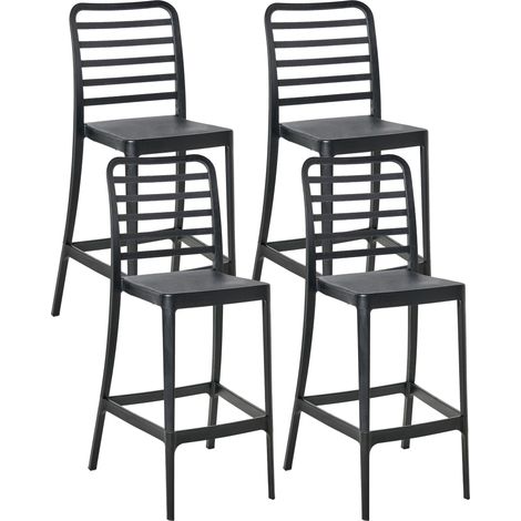 Set mit 4 Barstühlen SECEDA Kunststoff 2 in 1 Schwarz