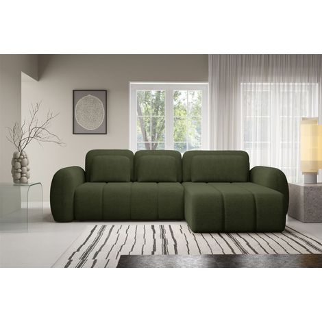 Ecksofa Schlafsofa Sofa CARIA in Stoff Quelle Grün Ottomane Rechts (1/3)