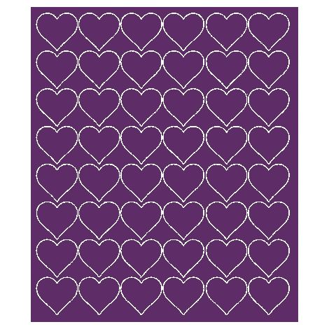 Valentinstag-Herzaufkleber, 3 cm, 48 Stück, Lila glänzend
