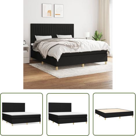 The Living Store Boxspringbett mit Matratze Schwarz 160x200 cm Stoff - Boxspringbett - Doppelbett - Schlafsystem - Bettrahmen - Matratze (1/5)