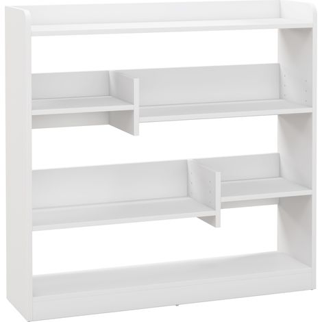 Bibliothèque étagère de rangement 90x24x91 cm 4 étagères 3 panneaux arrière blanc panneaux de particules (1/5)