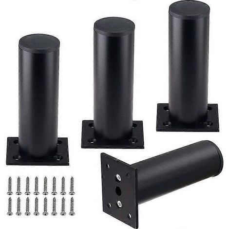 Pieds de meubles réglables en alliage d'aluminium de 4,7 pouces, pieds de support ronds en métal pour canapé, hauteur réglable, adaptés aux cuisines, tables, armoires, étagères, paquet de 4. (1/5)