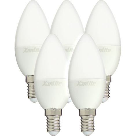 Xanlite – Ampoules LED flamme E14 5,5W (40W éq.) – 470 lumens – Blanc neutre 4000K – Lot de 5 – PACK5EV470FCW