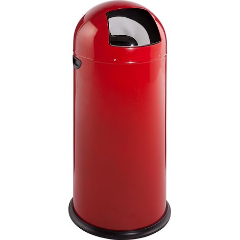 VAR, Poubelle à poussoir, acier, fermeture automatique, rouge (1/5)