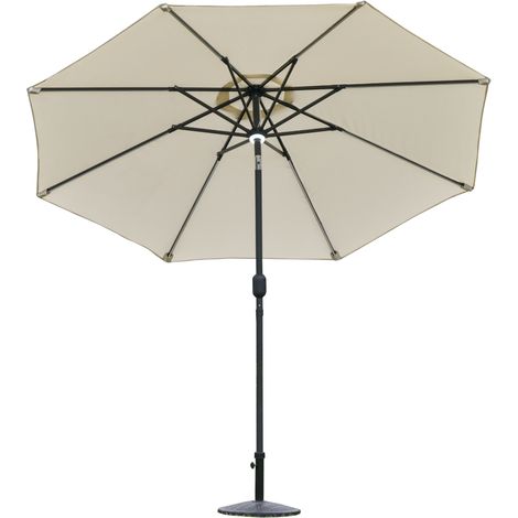 Paravent de jardin Φ270 x 245 cm avec ouverture manuelle et réglable, éclairage LED et panneau solaire, blanc crème