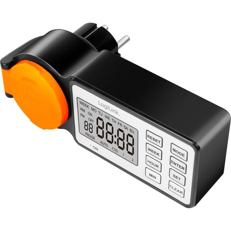 LogiLink ET0016 contador eléctrico Negro, Naranja Programador eléctrico diario/semanal (1/5)