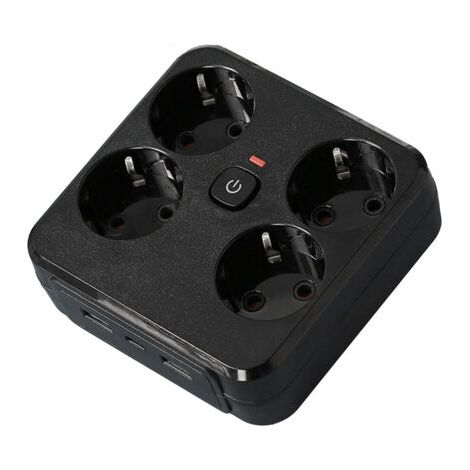 Multiprise 4 prises, avec interrupteur à un bouton, noire - Modèle 1 (1/5)