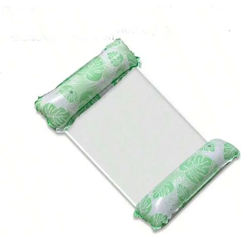 (Vert) Chaise longue gonflable pliable, idéale pour les fêtes au bord de la piscine et la détente à la plage, avec dossier en filet. (1/3)
