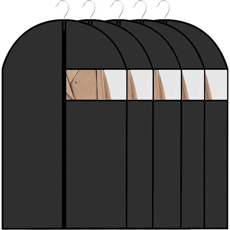 Lot de 5 housses à vêtements en PEVA 60x120cm Housse de Protection pour Vêtements anti Poussière Imperméables avec zipHousse Vetement à Suspendre pour Rangement pour Chemise Costumes Manteaux Clothes (1/5)