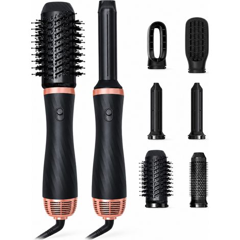 Brosse Soufflante 6 en 1 Sèche-cheveux, Lisseur et Boucleur, Noire, Prise UK 240 V (1/5)
