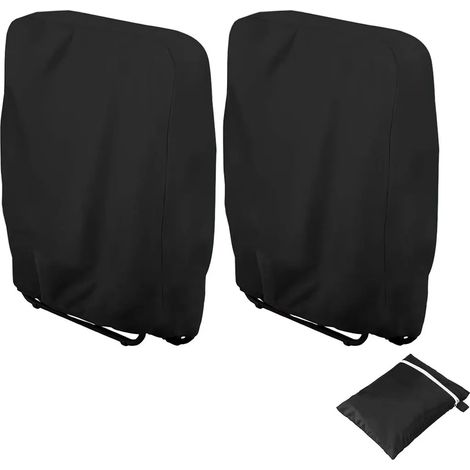 Housse de protection pour chaise pliante, lot de 2 housses de jardin en tissu Oxford coupe-vent, résistant aux UV et à la poussière, pour chaises longues et chaises pliantes, avec sac de rangement (no (1/5)