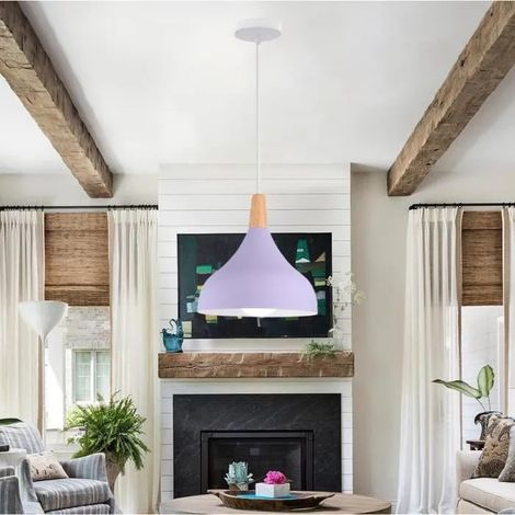 kawoo Suspension Luminaire Moderne Violet,Lustre Plafonnier Industrielle style Edison pour Salon Chambre Cafe Bar,ø20cm (1/4)