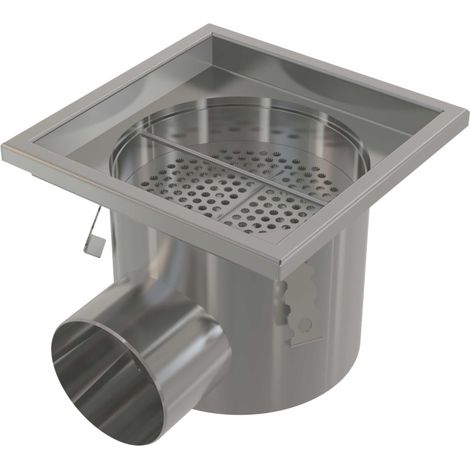 Pozzetto di scarico industriale 200×200, acciaio inox AISI 304 (1/2)