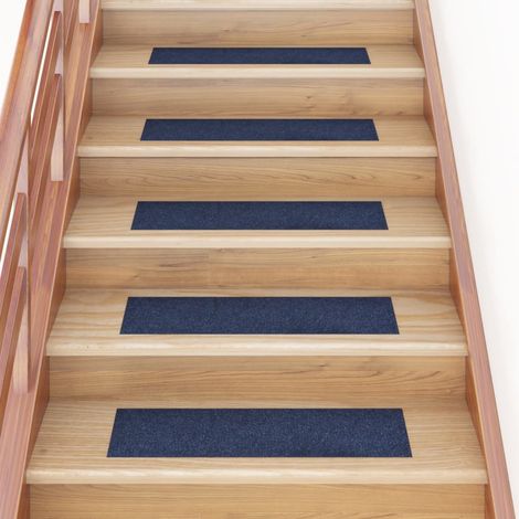 Tapis d'escalier autocollants Rectangulaire 15 pcs,Marchettes d'escalier,Protections d'escalier 76x20cm Bleu DVNEI896349 (1/5)